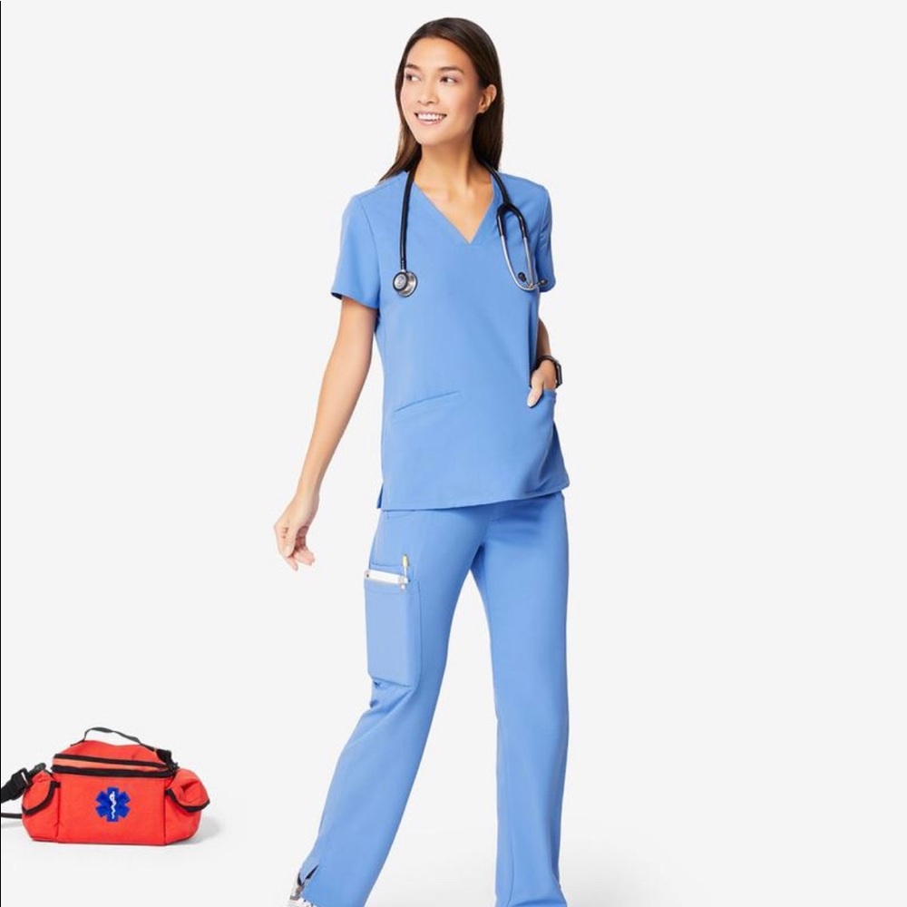 Figs ceil blue Petite Cargo Kade scrub pants